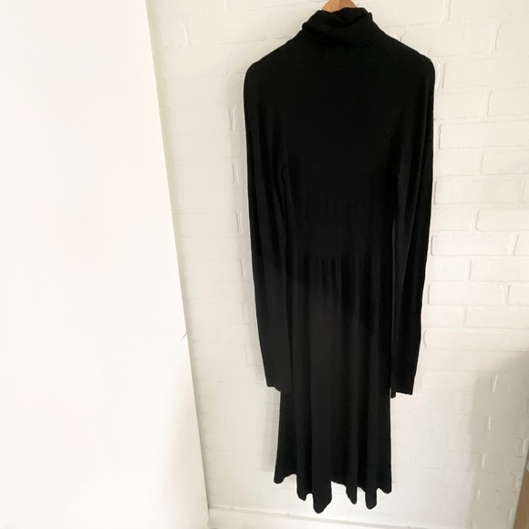 Zara Knit Sweater dress Maxi Black Ribbed Stretch Minimalist Turtleneck Sz L - Picture 12 of 13